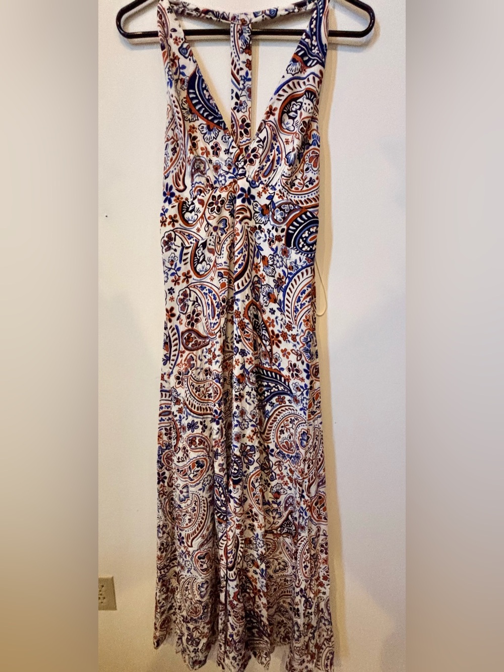 Vince Camuto Women's Paisley Print Tie Back Challis Halter Dress